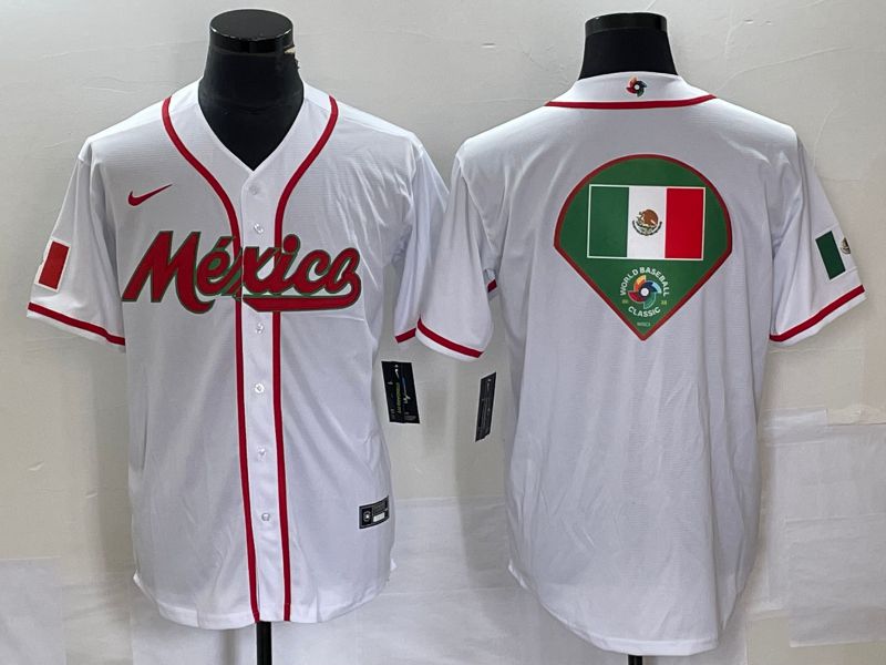 Men 2023 World Cub Mexico Blank White Nike MLB Jersey4